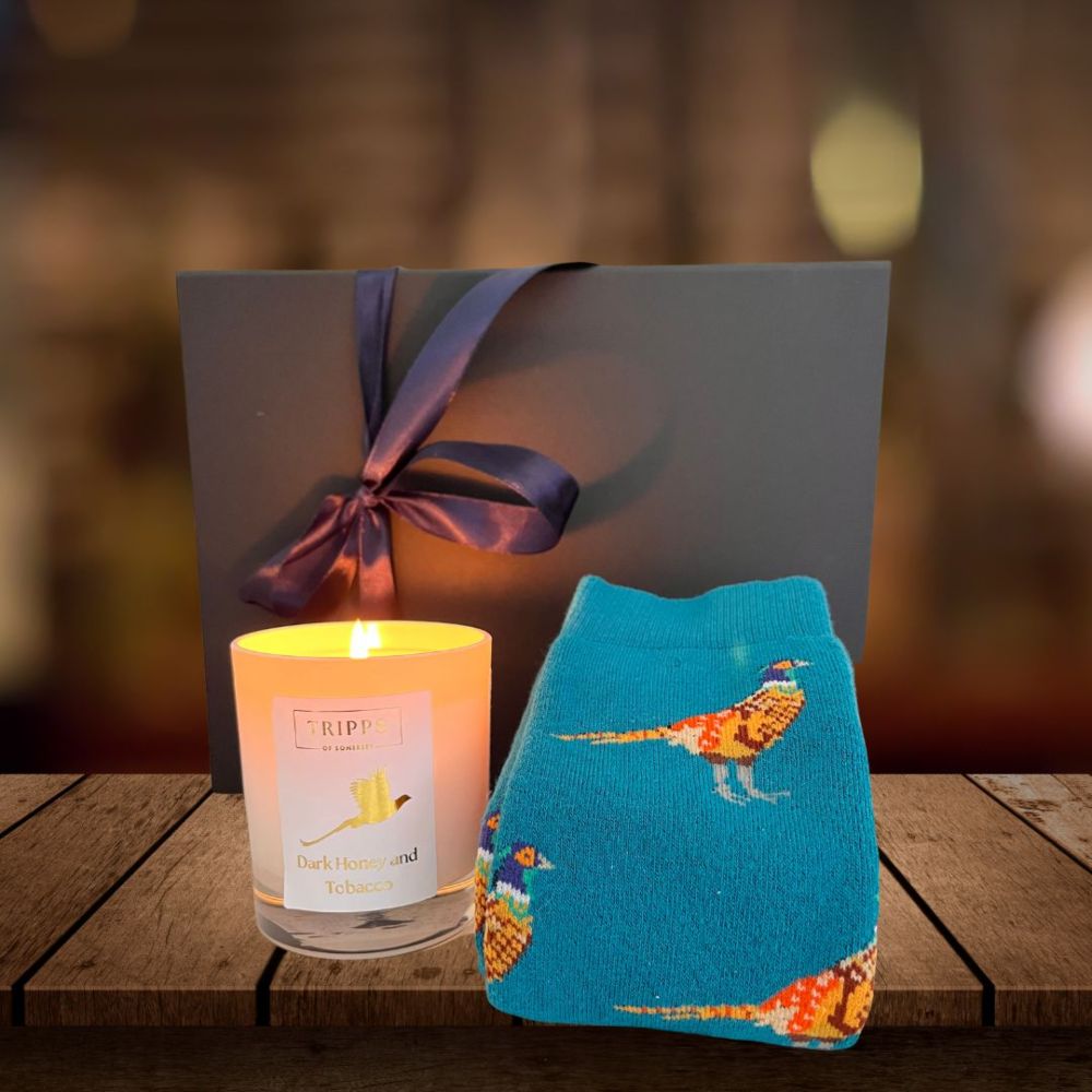 Candle and Sock Gift Set - Pheasant Design